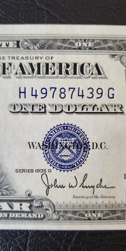 One Dollar 1935 Blue Seal United States of America USA Gem Uncirculated UNC (Misalignment error) Rare