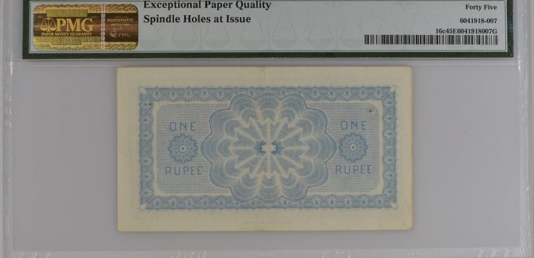 One 1 Rupee 1937 Ceylon British Administration Pick 16c PMG 45 EPQ Choice Rare