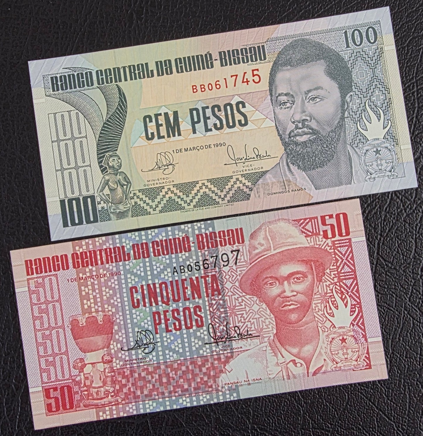 Guinea Bissau set of 50, 100 and 1000 Pesos 1978 Gem Uncirculated UNC
