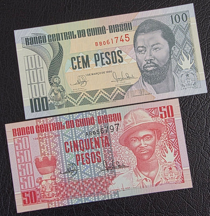 Guinea Bissau set of 50, 100 and 1000 Pesos 1978 Gem Uncirculated UNC