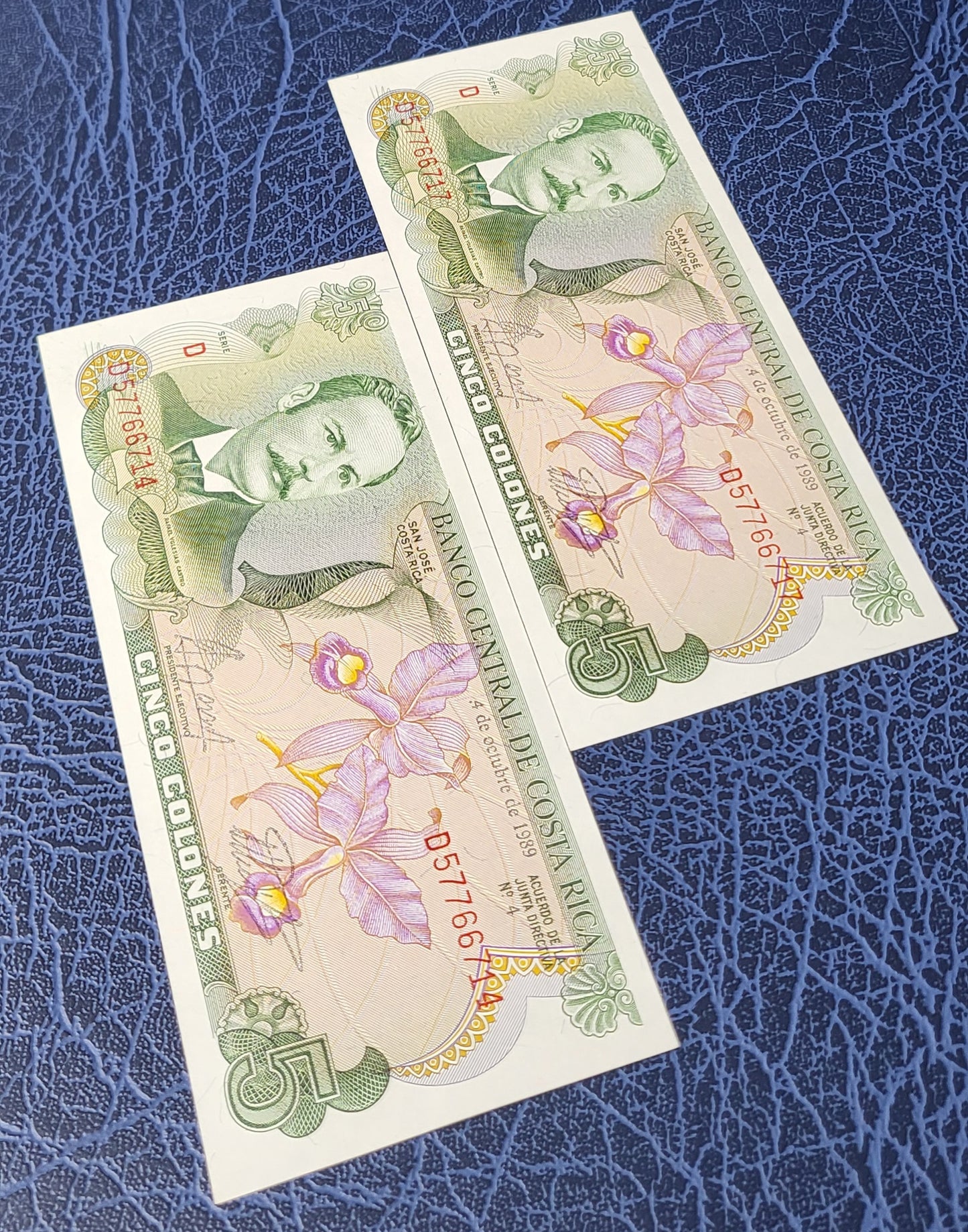 5 Colones 1989 Costa Rica Uncirculated UNC Superb
