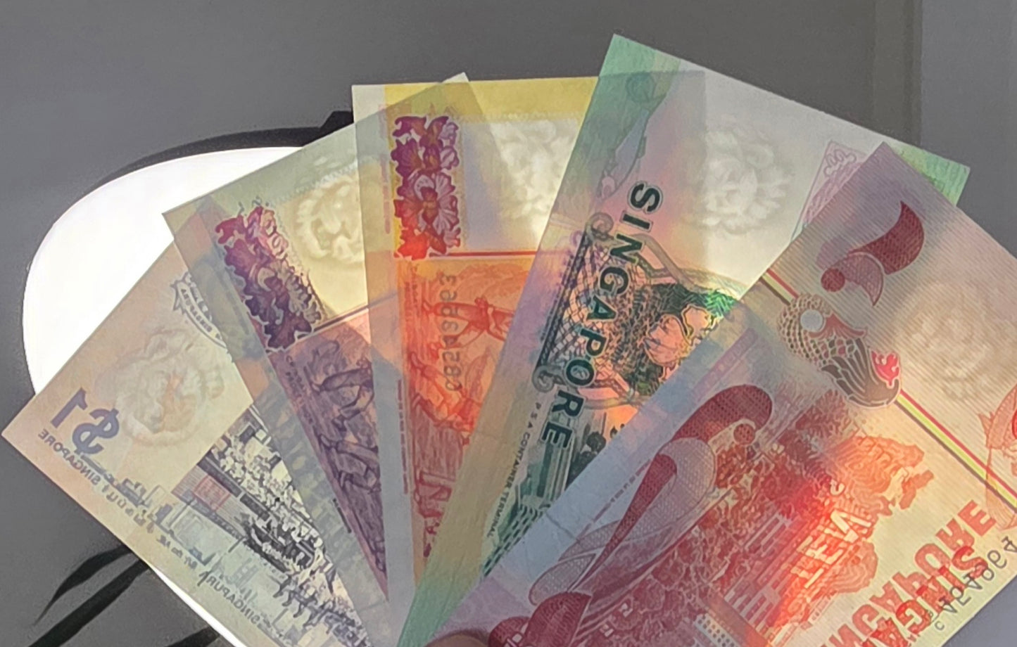 Singapore set of 1 and 2 (x2), 5 and 10 Dollars 1976- 1998 Singapore notes Gem Uncirculated UNC (5 banknotes)