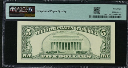 5 Dollars 1995 United States San Francisco USA PMG 68 EPQ Superb  UNC Top Pop