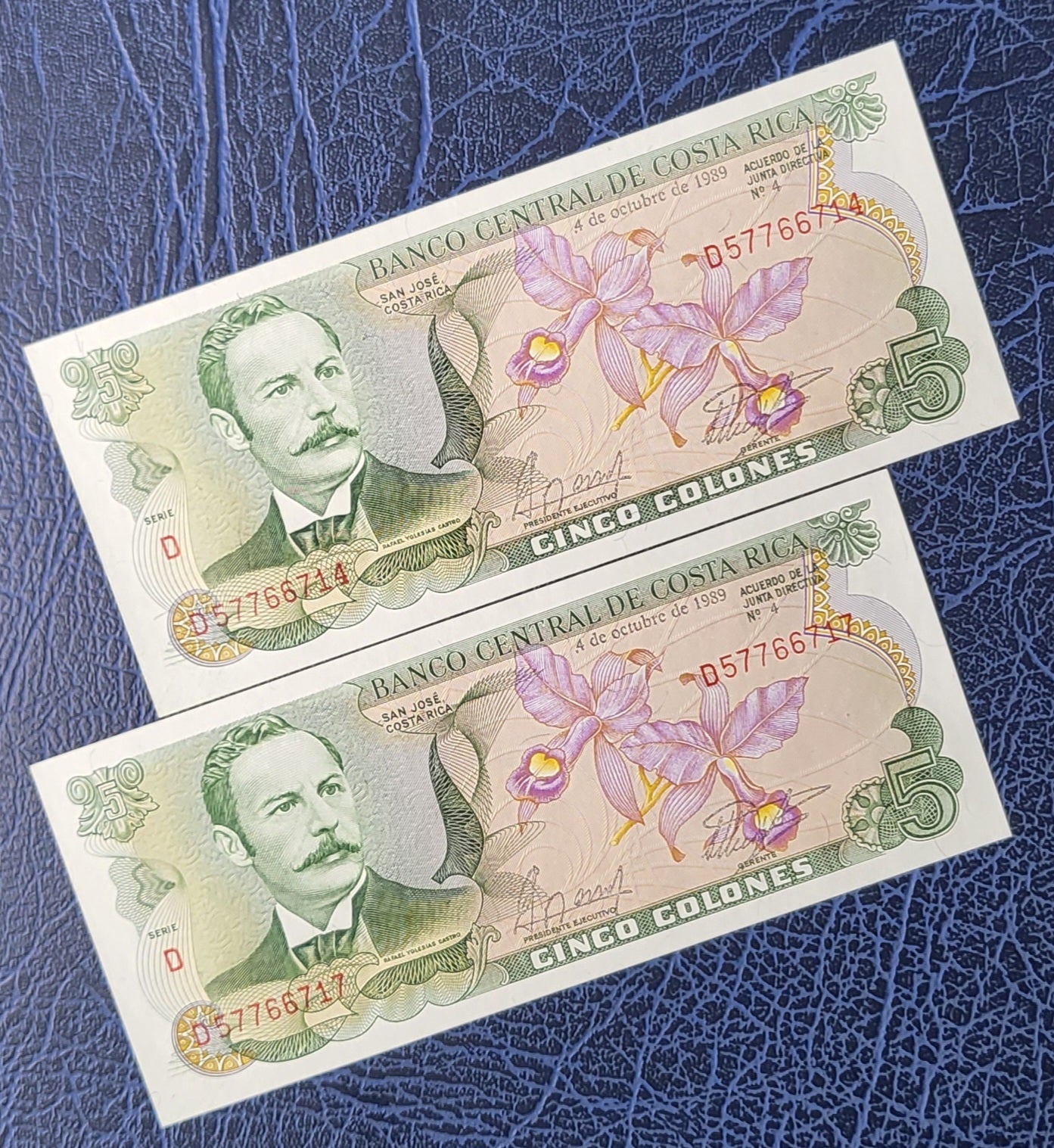 5 Colones 1989 Costa Rica Uncirculated UNC Superb