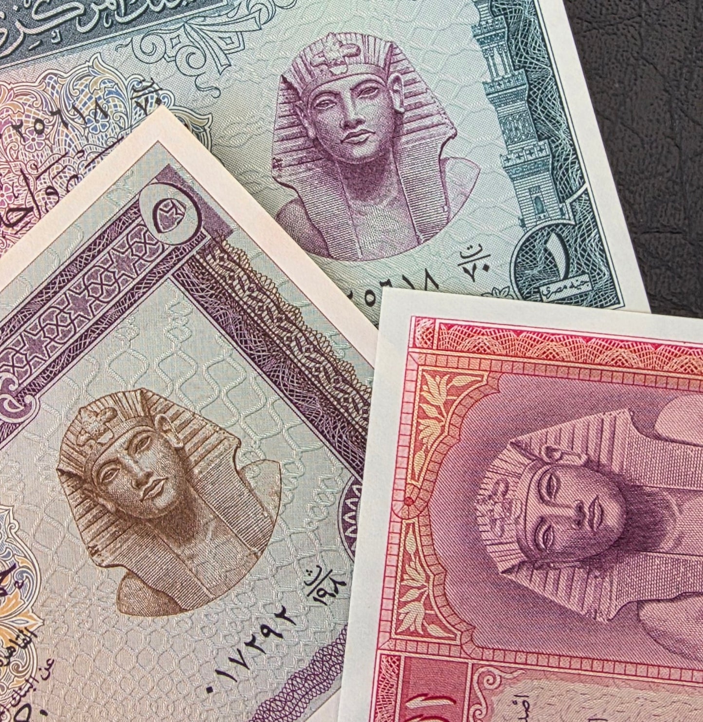 Set of 1, 5 and 10 Pounds 1958- 1966 Egypt Uncirculated (UNC) (3 banknotes)