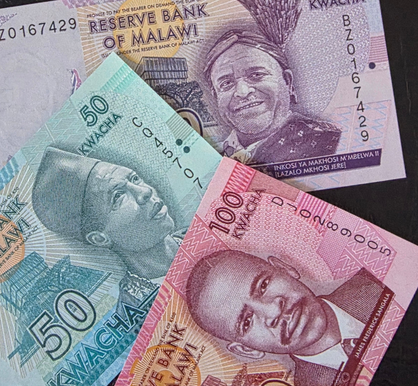 Malawi Kwacha set of 20, 50, 100 and 200 Kwacha 2019- 2024 Gem Uncirculated UNC (4 banknotes)