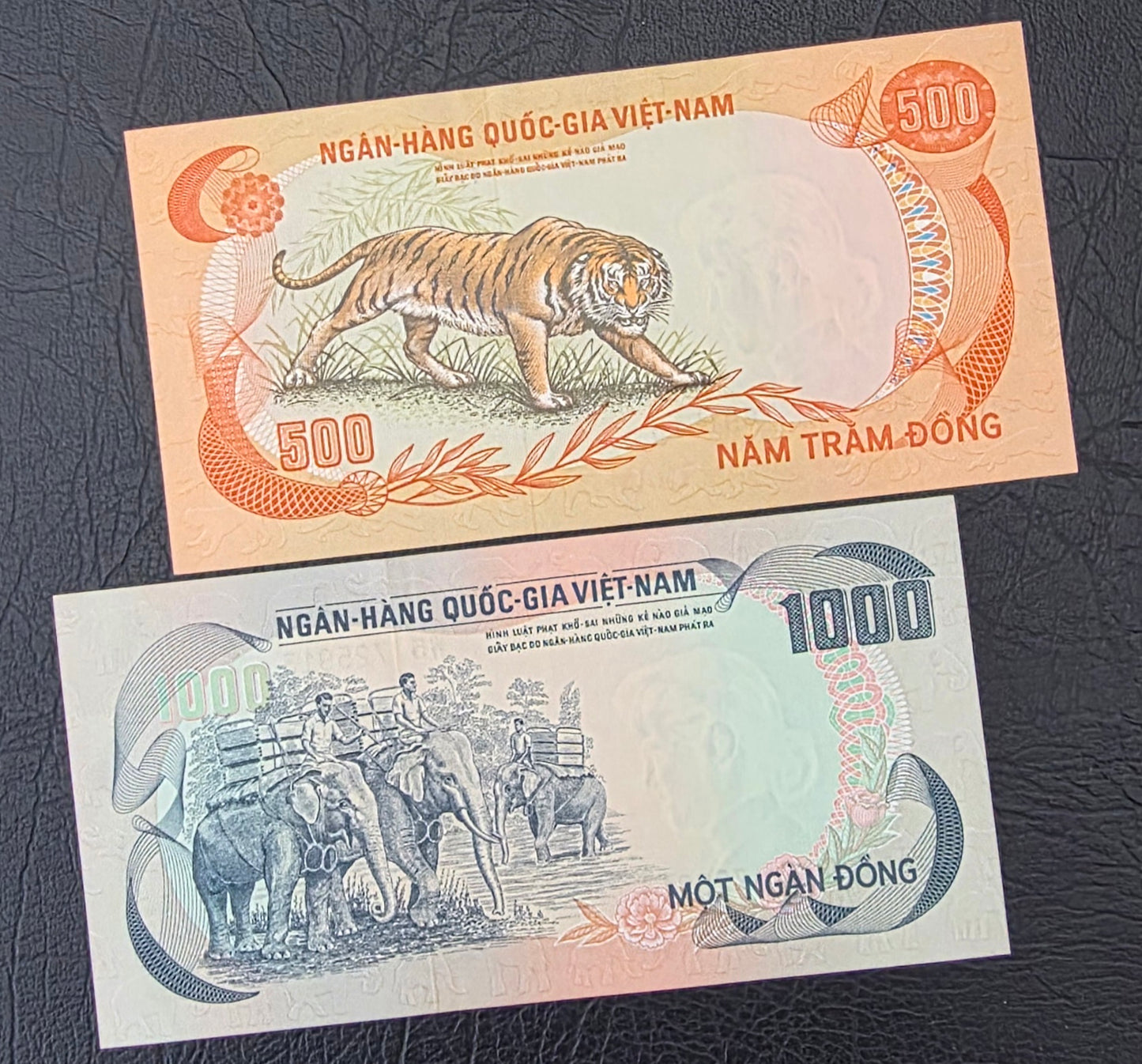 Set of 1, 2, 5, 50, 100, 500 and 1000 Dong Vietnam Uncirculated UNC (7 notes)