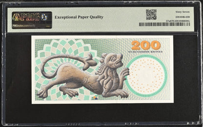 200 Kroner 1997 Denmark P 57a Heiburg UNC Superb PMG 67 EPQ