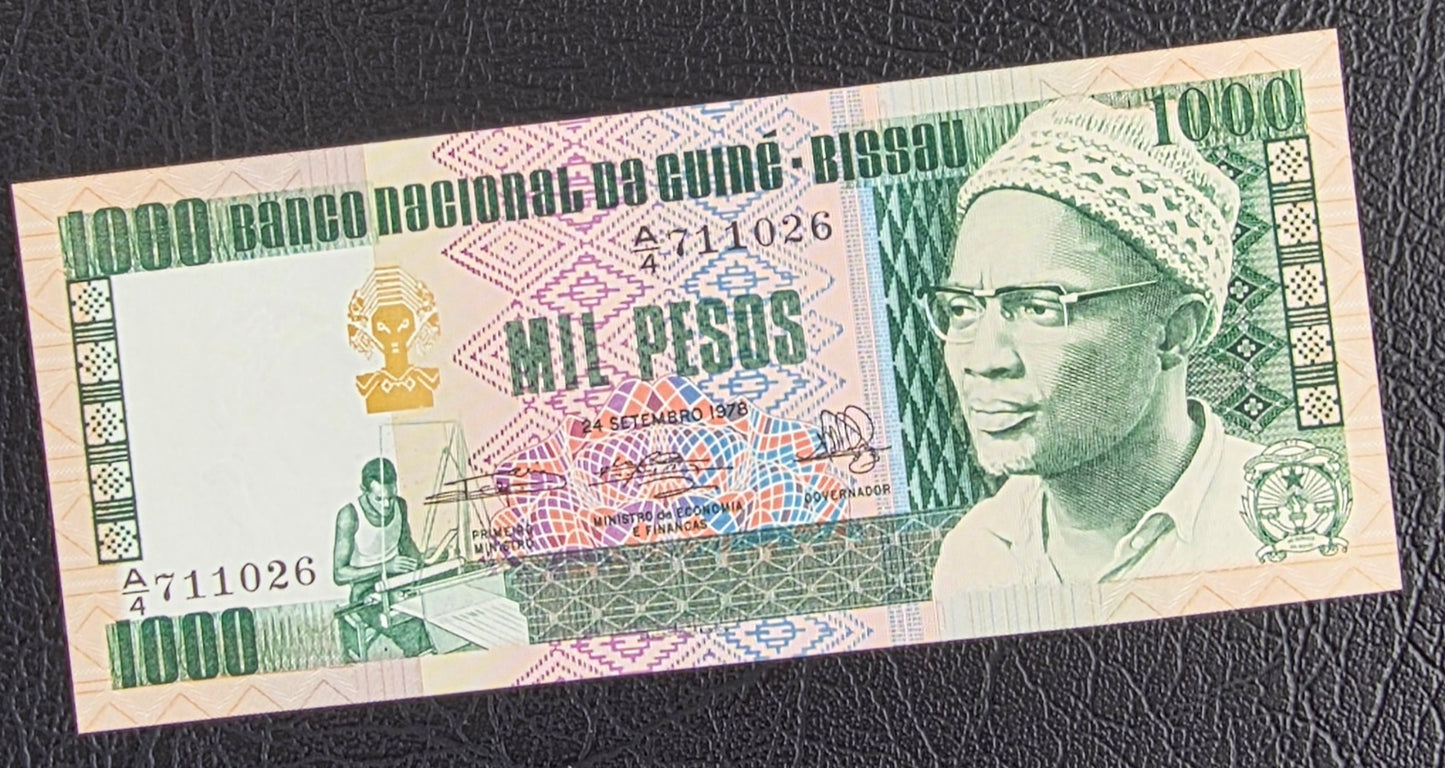Guinea Bissau set of 50, 100 and 1000 Pesos 1978 Gem Uncirculated UNC