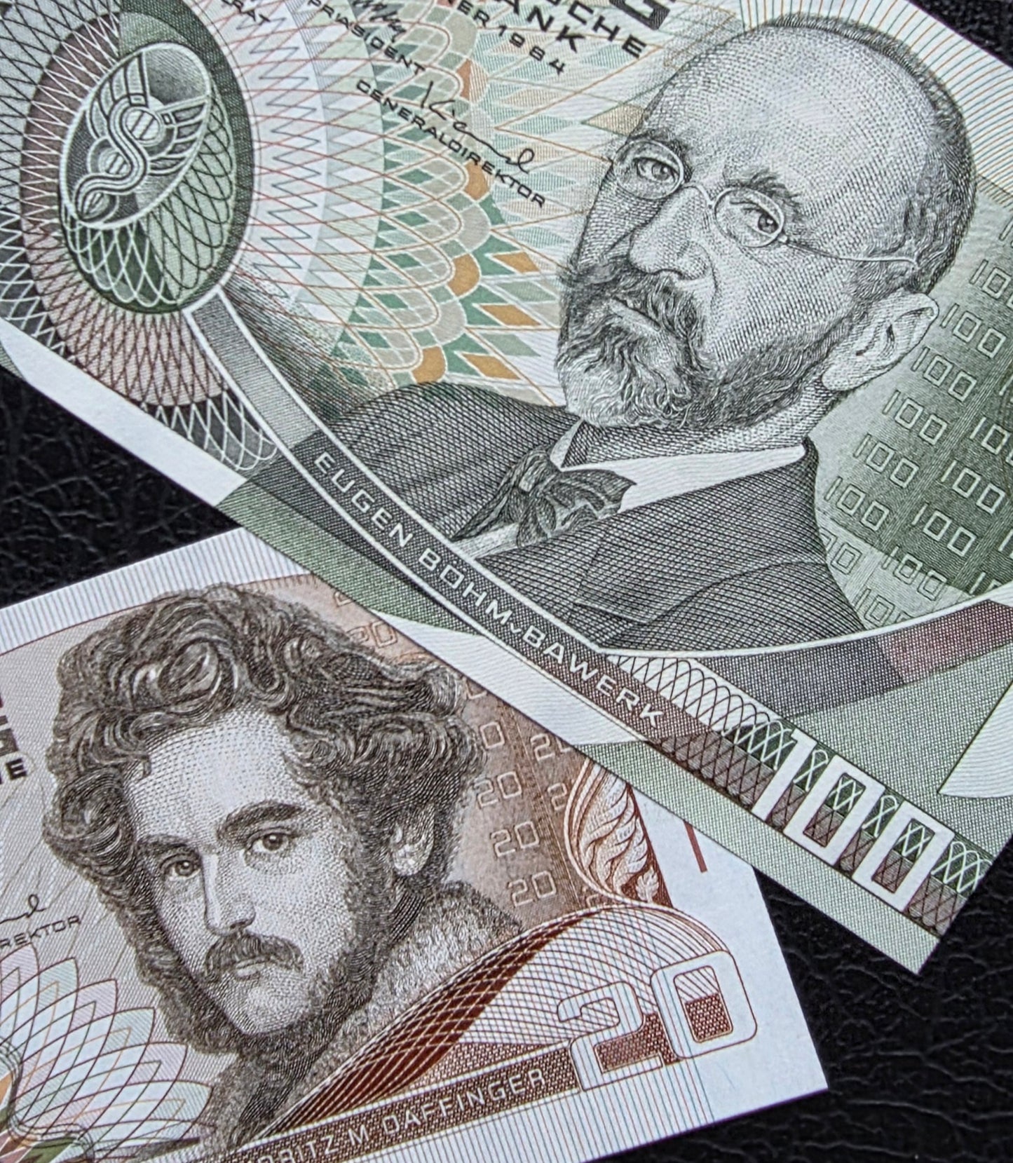 Austria set of 20 and 100 Shillings Schilling 1984- 1986 Gem Uncirculated (UNC) (two notes)