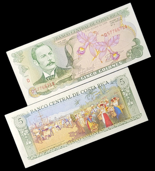 5 Colones 1989 Costa Rica Uncirculated UNC Superb