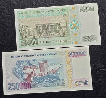 Turkey set of 10000 to one million Lira Turkey Türkiye Uncirculated UNC (Seven banknotes)