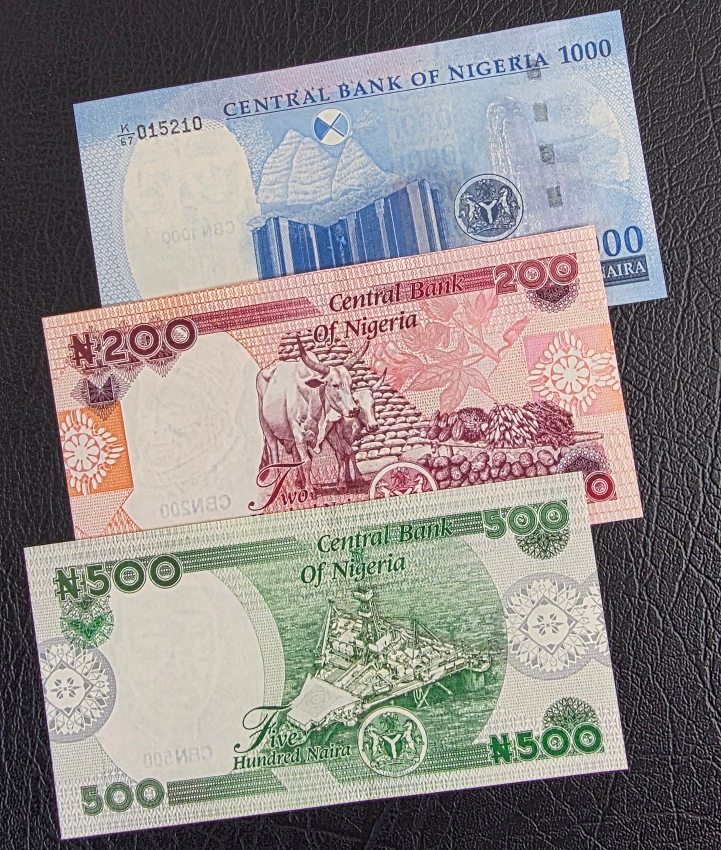 Nigeria set of 200, 500 and 1000 Naira 2023 Uncirculated UNC (three notes)