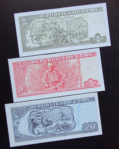 Set of 1, 3 and 20 Pesos 2005- 2021 1990s Central America Uncirculated (UNC) (3 banknotes)
