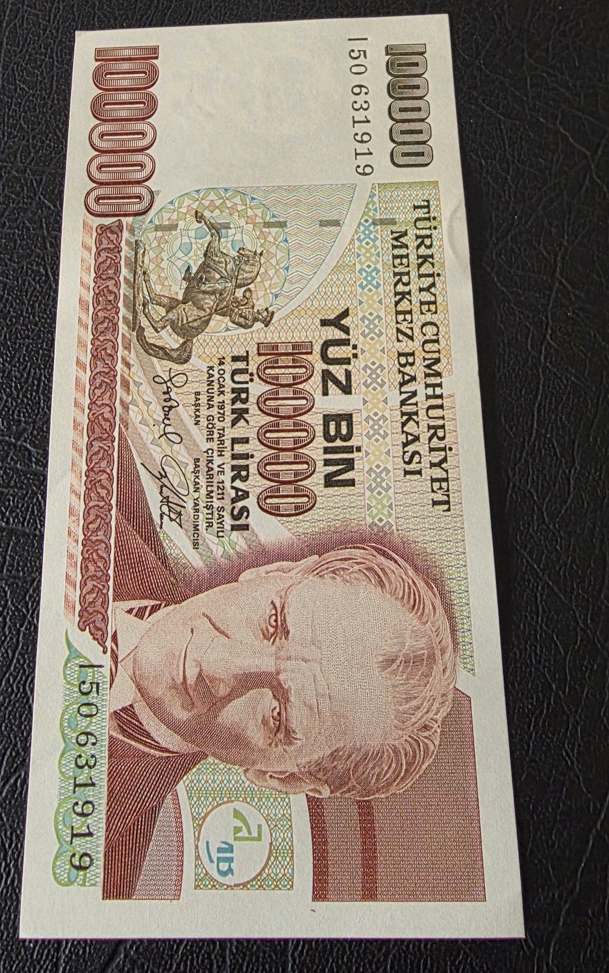 Turkey Türkiye 100,000 Lira 1997 7th Emission Pick 205c Uncirculated (UNC)