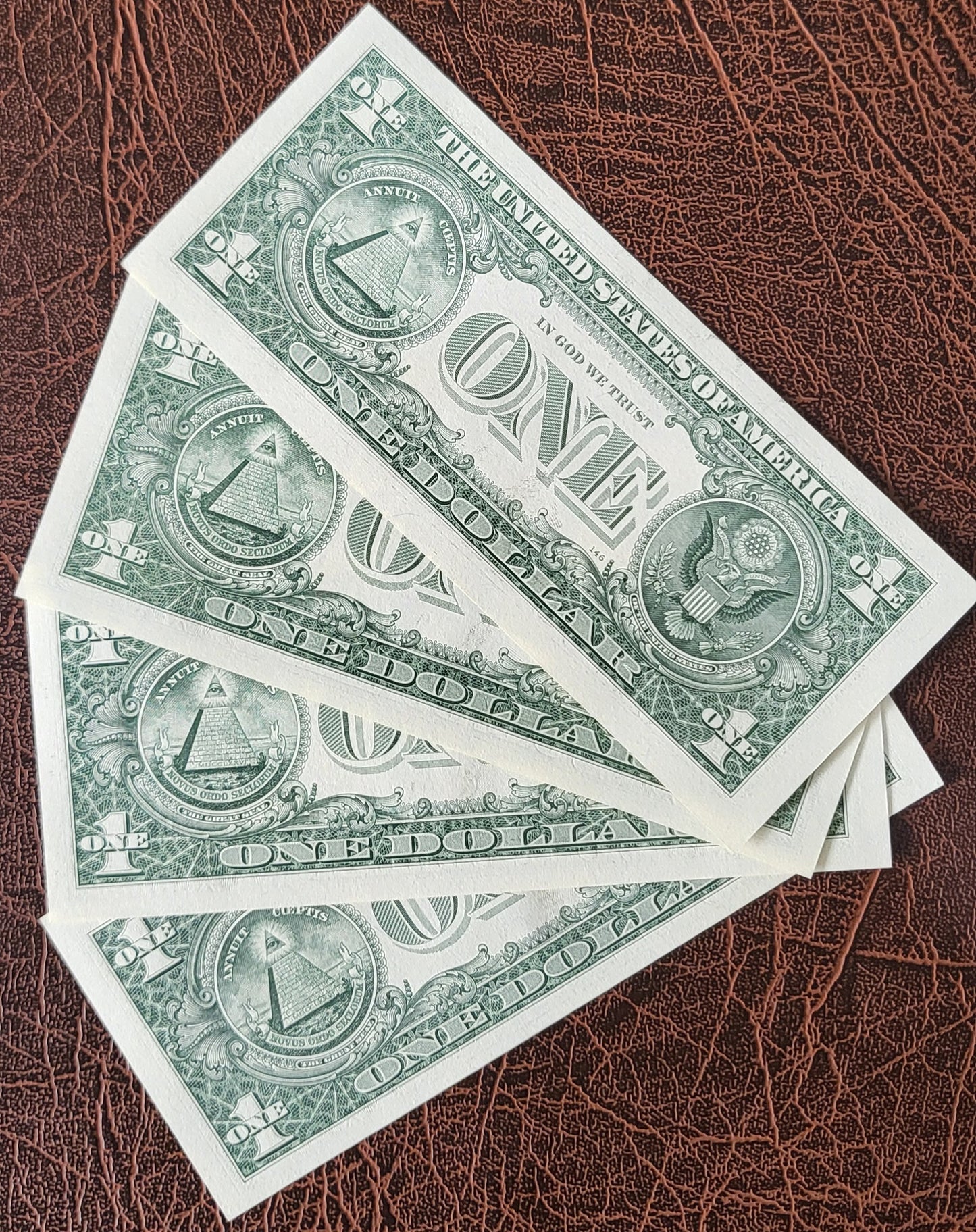 Set of one Dollar United States of America USA 2006, 2009, 2013 and 2021 UNC Uncirculated