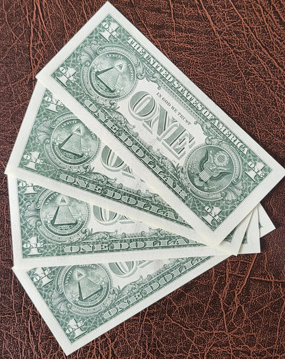 Set of one Dollar United States of America USA 2006, 2009, 2013 and 2021 UNC Uncirculated