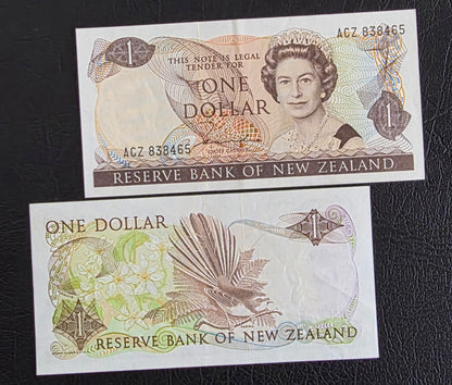 One Dollar 1981- 1985 New Zealand About Uncirculated UNC