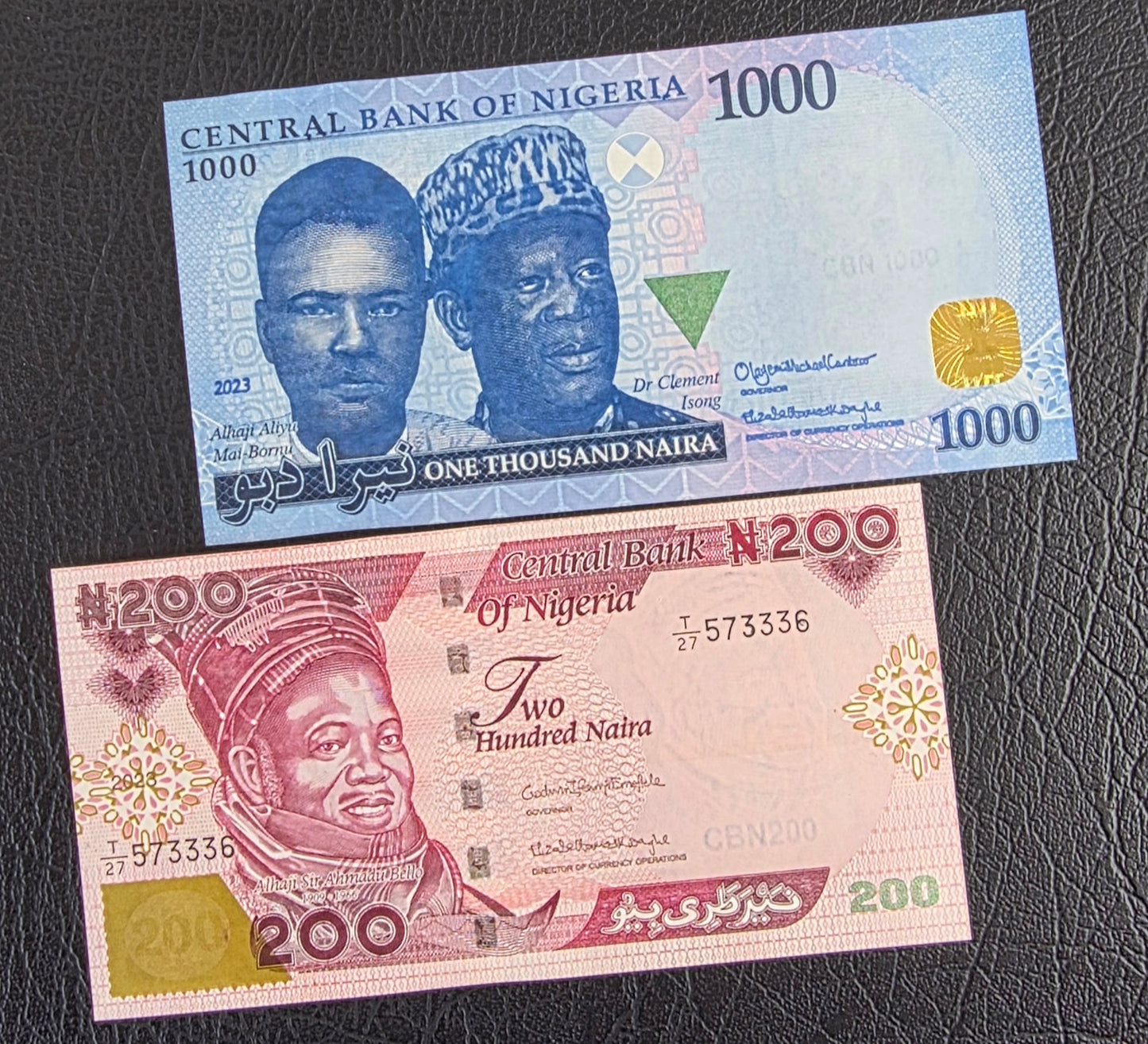 Nigeria set of 200, 500 and 1000 Naira 2023 Uncirculated UNC (three notes)