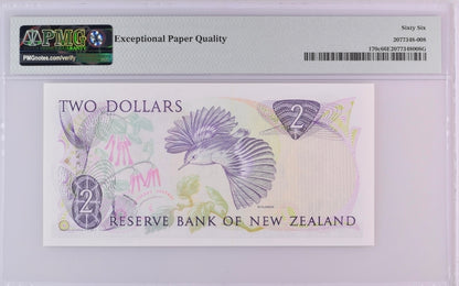Two Dollars 1981- 1992 New Zealand Pick 170c Gem Uncirculated UNC PMG 66 EPQ