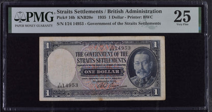 Straits Settlements/British Administration one Dollar 1935 Pick 16b PMG 25