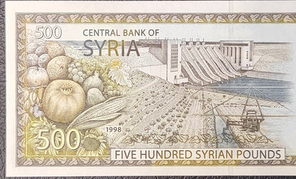 500 Lira Syria Syrian Pounds 1998 Uncirculated UNC Gem