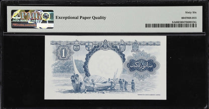 One Dollar 1959 Malaya & British Borneo  PMG 66 EPQ Gem Uncirculated UNC (Consecutive notes)