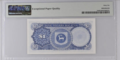 1 One Ringgit 1967 Malaysia PMG 66 EPQ Gem Uncirculated UNC P 1b